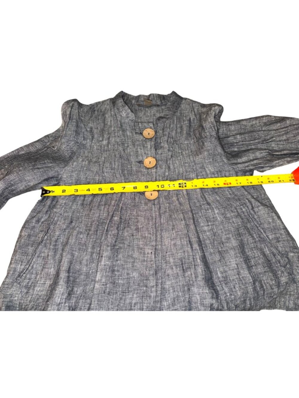 Pink Twill 100% Linen Women M Cardigan Jacket Top Sustainable Button Front Gray - Picture 7 of 11